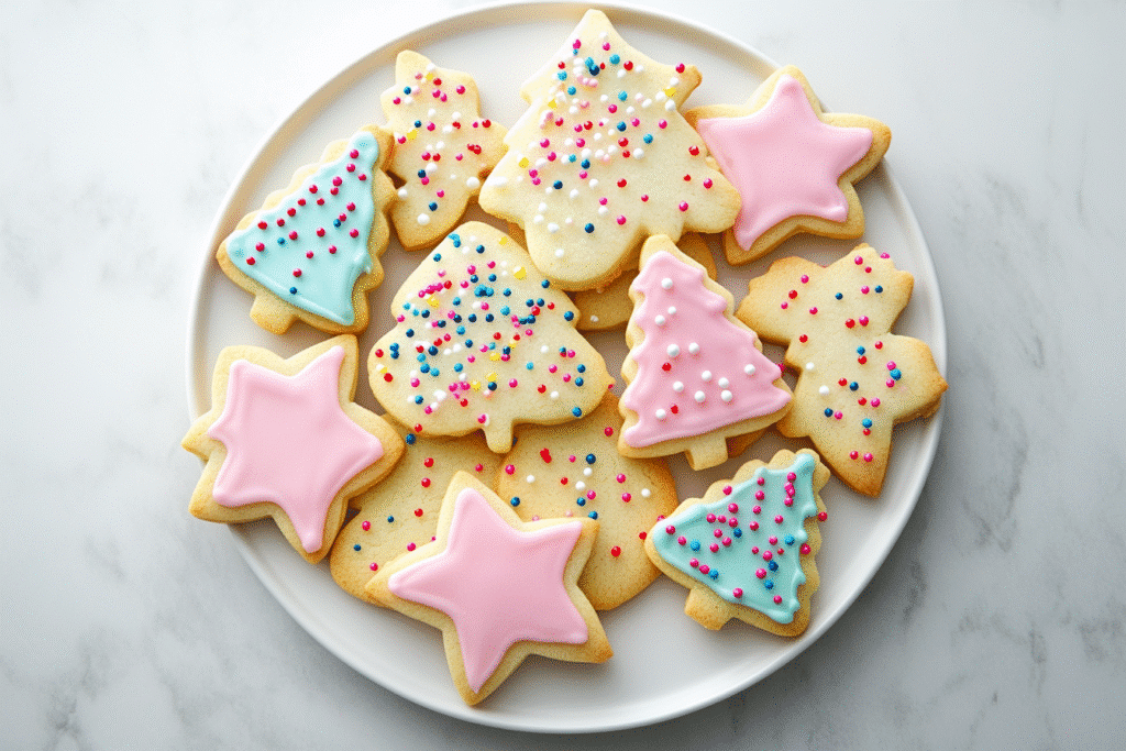Gluten free sugar cookies decorated with icing