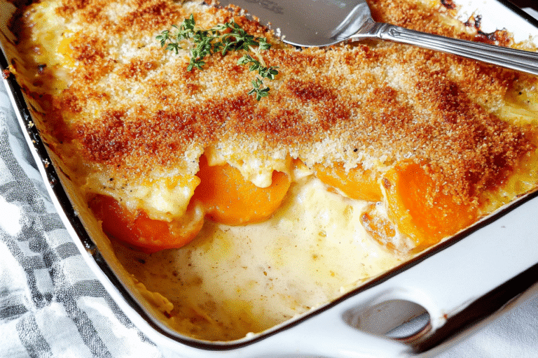 Cheesy Herb Butternut Squash Gratin with Panko Topping