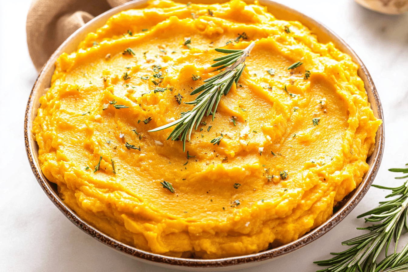 Mashed Butternut Squash with Goat Cheese and Rosemary