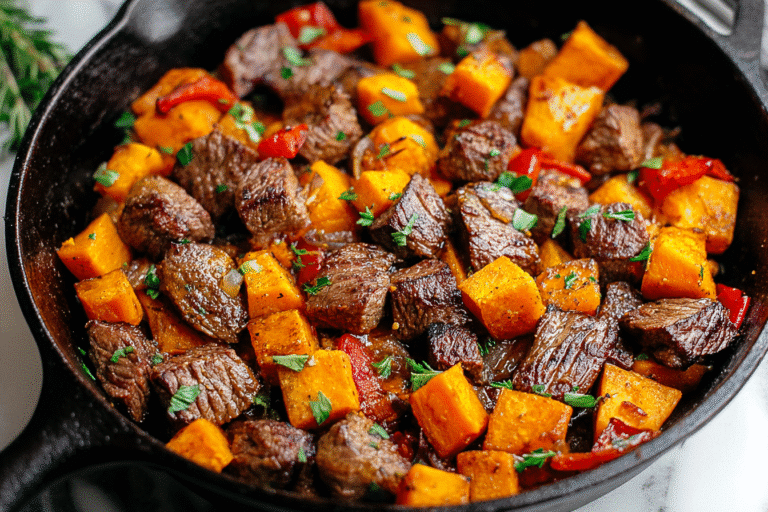 One Pan Steak and Sweet Potato Skillet
