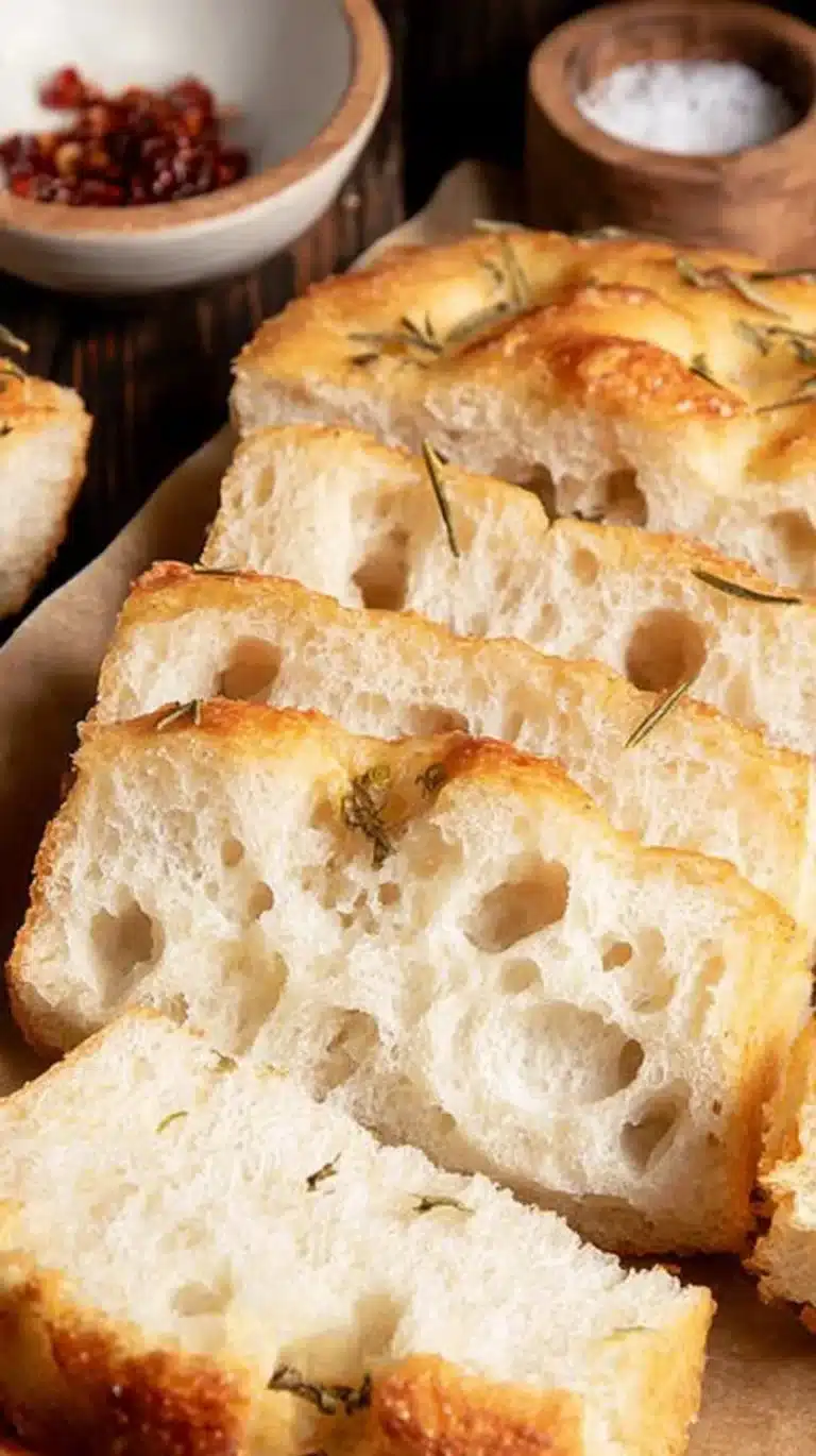 Delicious gluten-free focaccia bread, perfect for sandwiches or as a side dish.