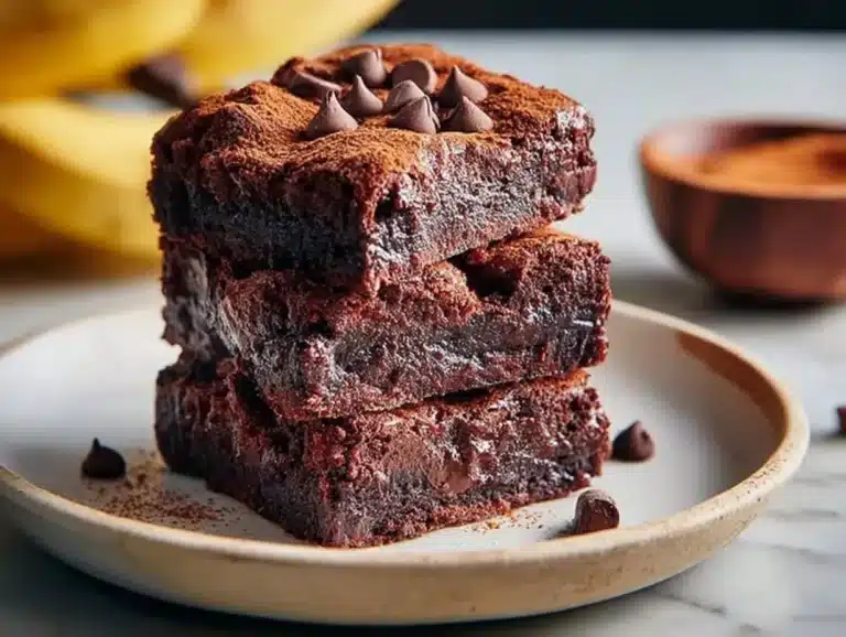 3 ingredient brownies made with ripe banana for a healthy dessert option