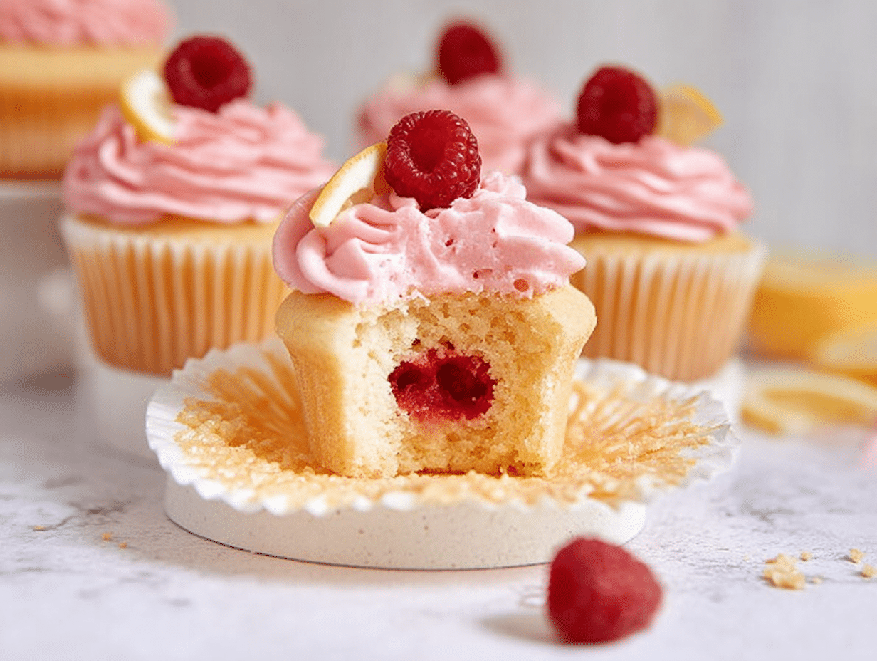 Gluten-Free Lemon Cupcakes with Raspberry Frosting