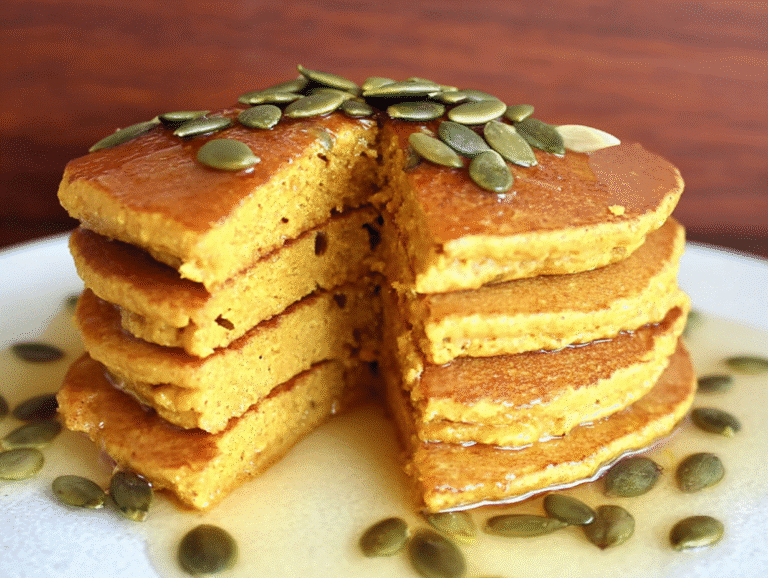 Gluten-Free Pumpkin Pancakes with Roasted Pumpkin Seeds