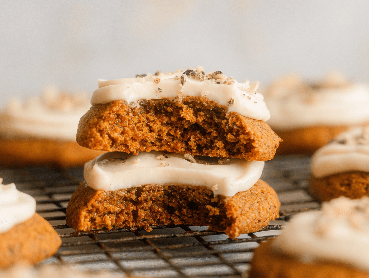 Soft & Chewy Gluten Free Pumpkin Cookies with Frosting