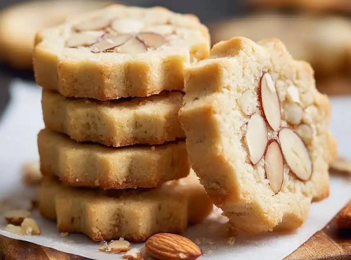 Delicious homemade Almond Flour Shortbread cookies on a plate.