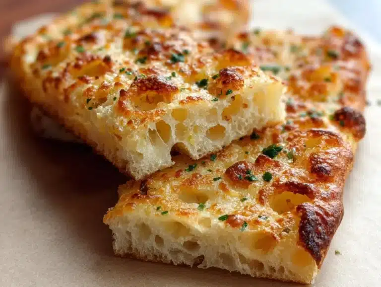 Delicious gluten free pizza garlic bread served on a rustic plate