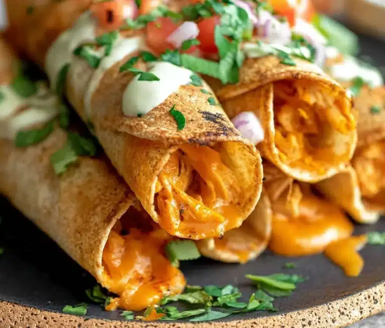 Homemade gluten-free chicken taquitos served with fresh salsa
