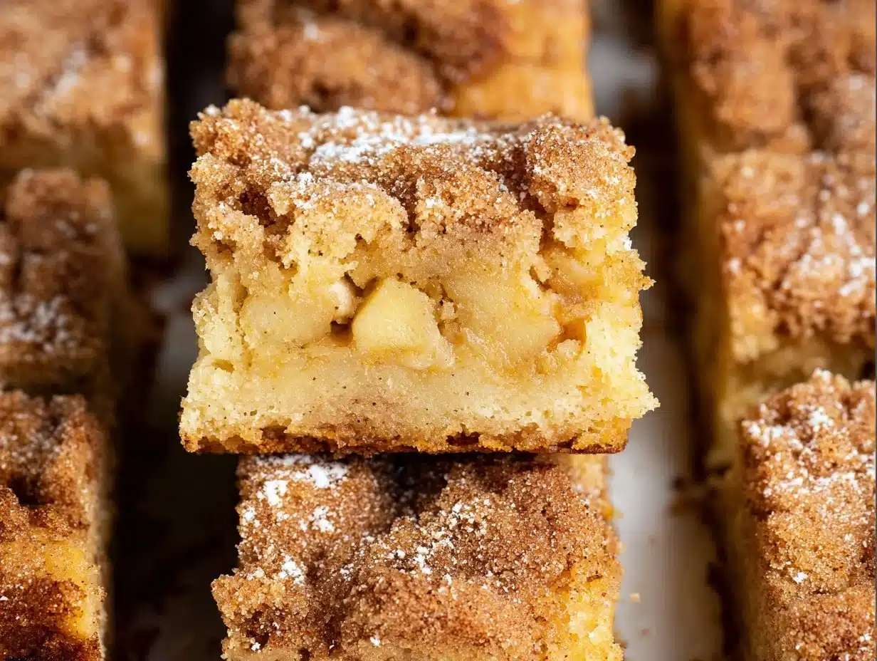 Gluten-free cinnamon sugar apple cake topped with sugar and cinnamon sprinkles