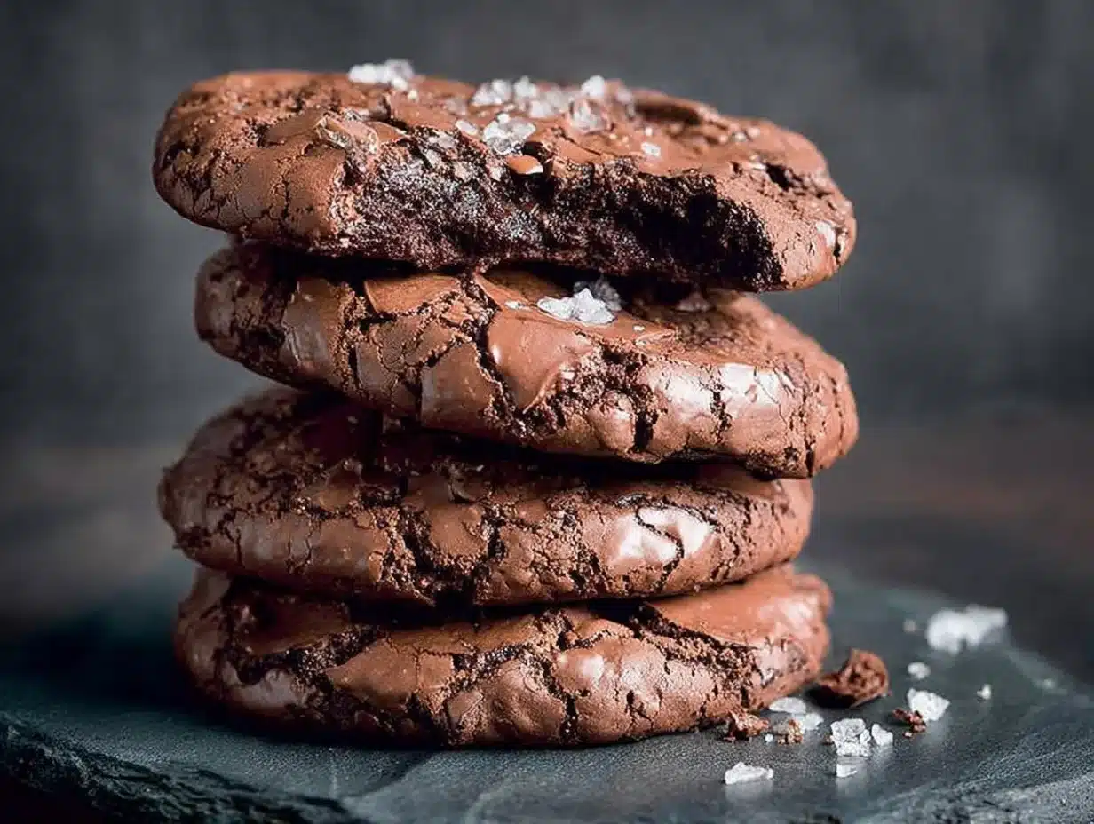 Gluten-free flourless cocoa cookies on a plate, deliciously chocolatey