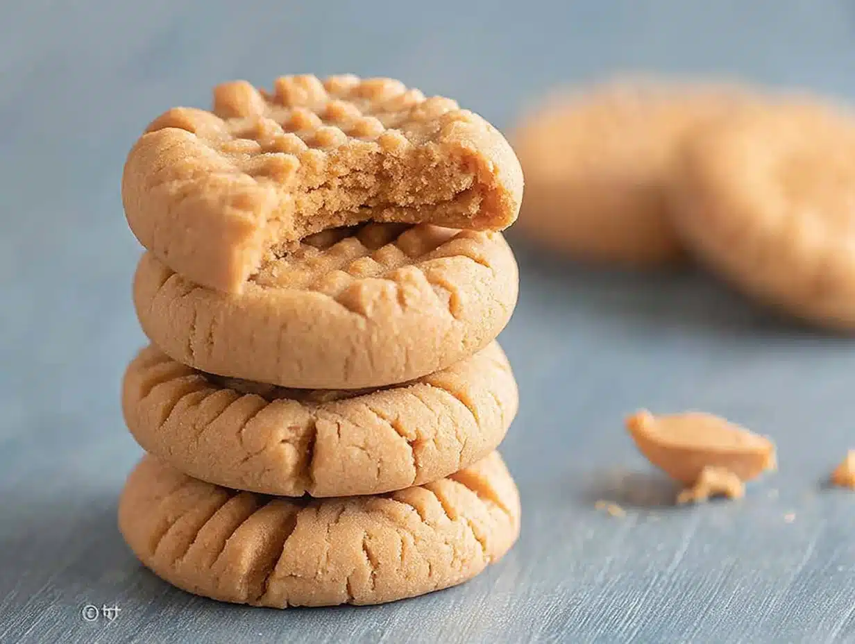 Gluten-free peanut butter cookies on a plate, ready to enjoy.