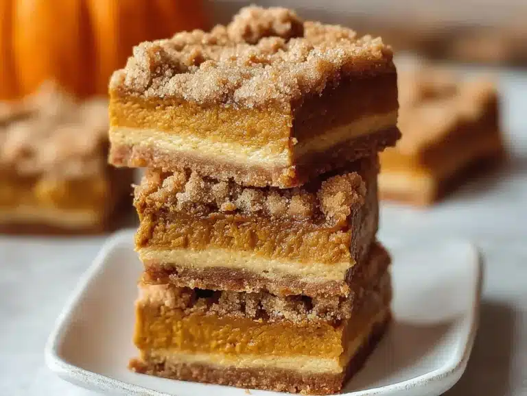 Gluten-free pumpkin pie bars topped with whipped cream on a dessert plate.