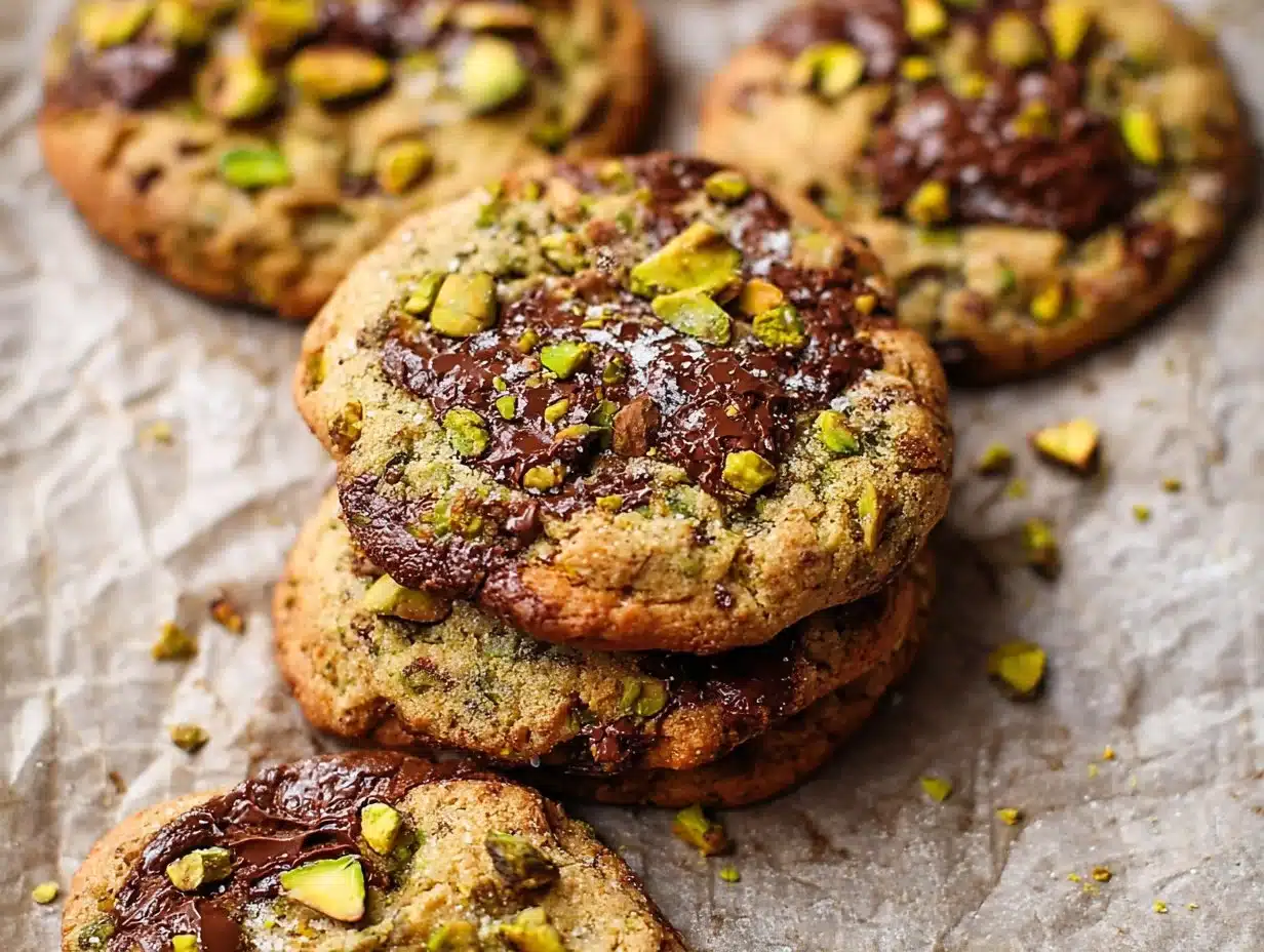 Vegan and gluten-free pistachio cookies on a baking tray