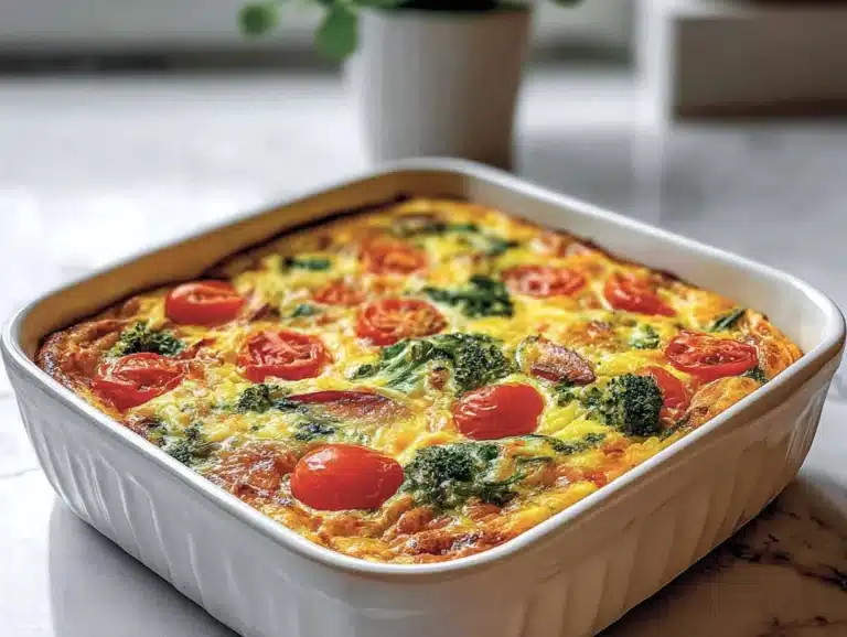 Delicious Veggie Omelet Casserole with fresh vegetables