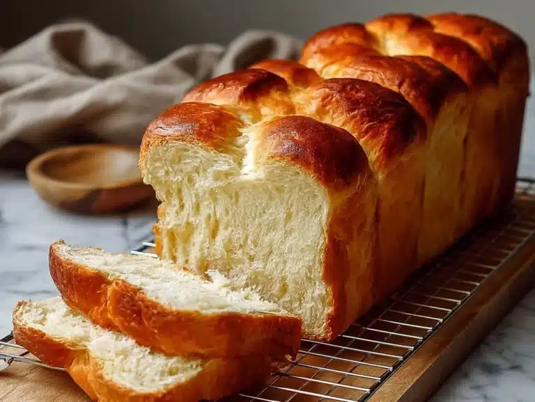 Zero carb yogurt bread freshly baked and sliced on a wooden table