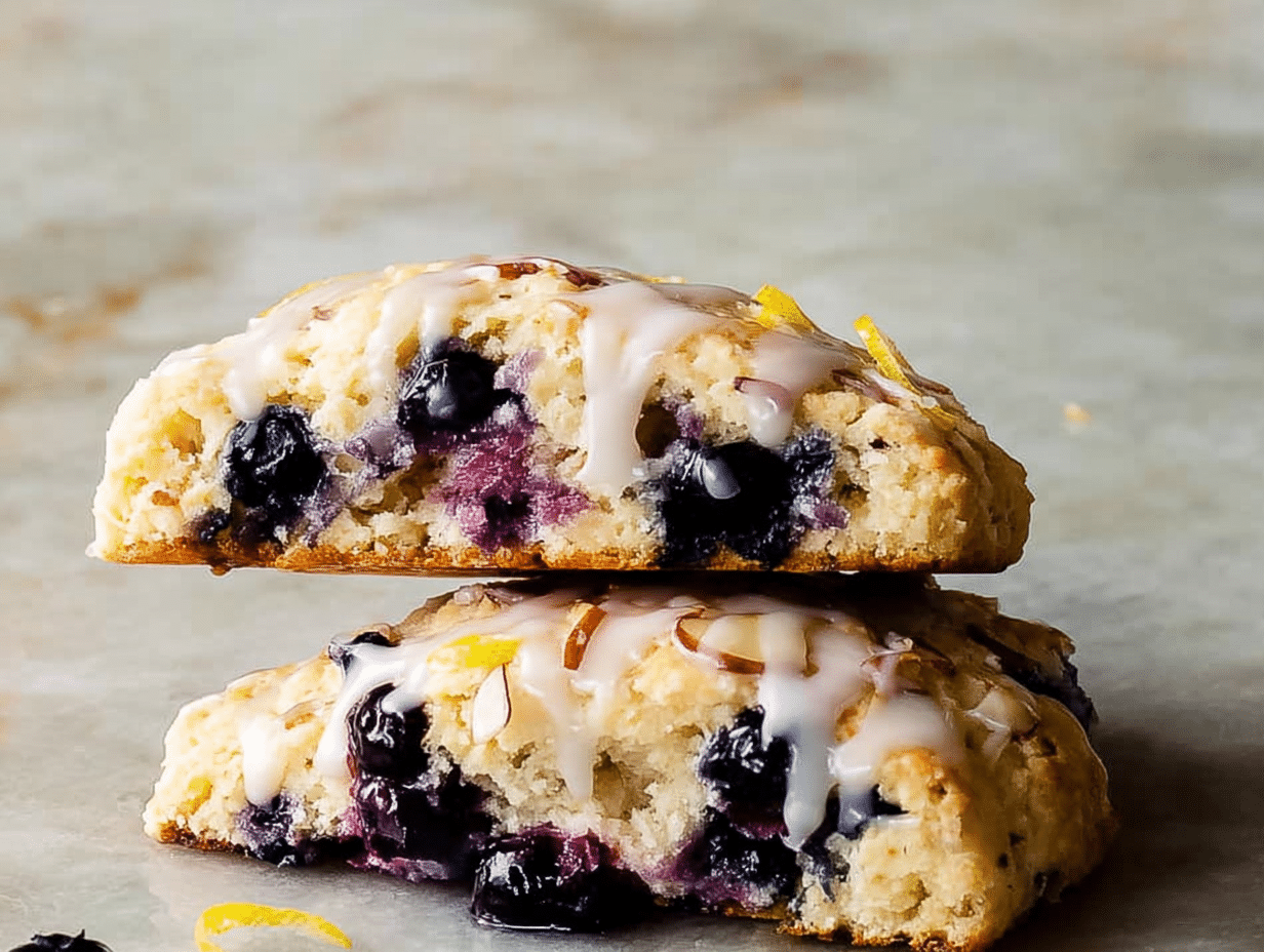 Blueberry Almond Scones with Lemon Cardamom Glaze (Gluten Free)