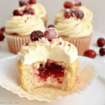 Cranberry Vanilla Cupcakes with White Chocolate Frosting