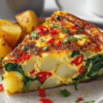 Easy Frittata with Potatoes, Red Peppers, and Spinach
