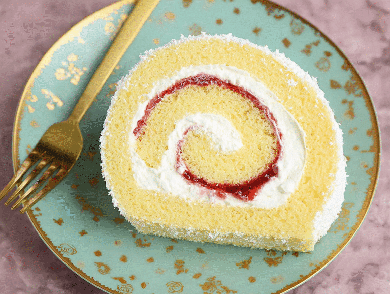 Flourless Vanilla Swiss Roll Cake