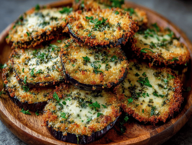 Garlic Herb Crusted Eggplant Slices