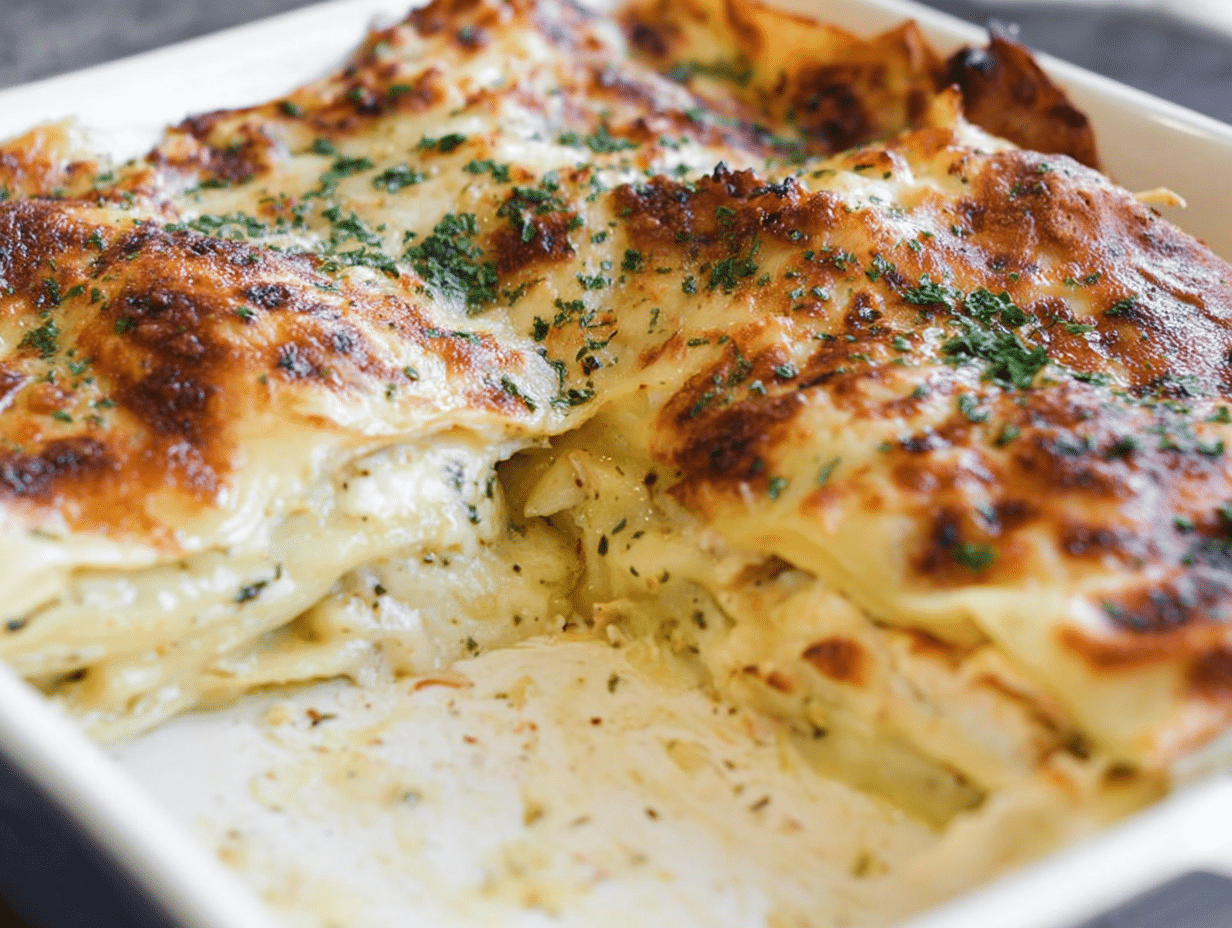 Gluten Free Garlic Chicken Lasagna