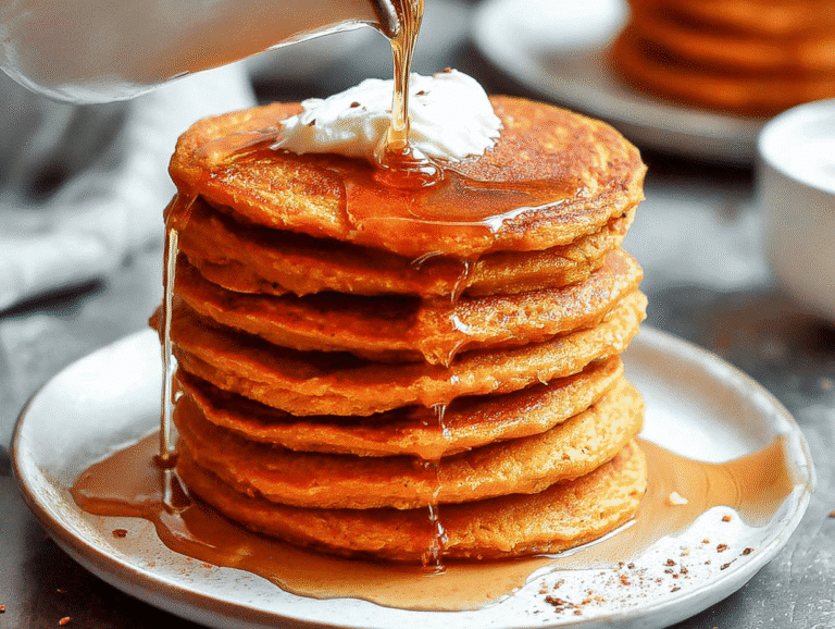 Healthy gluten-free, dairy-free and refined sugar-free Sweet Potato Pancakes