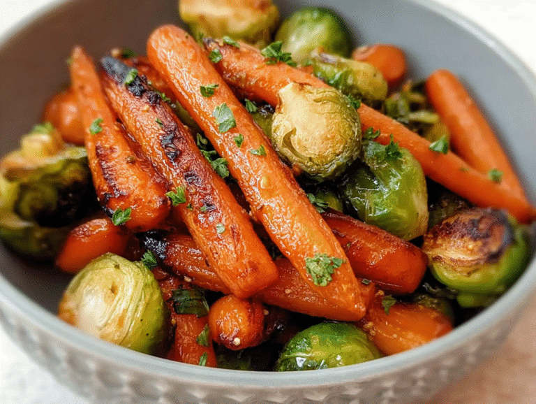 Paleo Maple Glazed Carrots and Brussels Sprouts