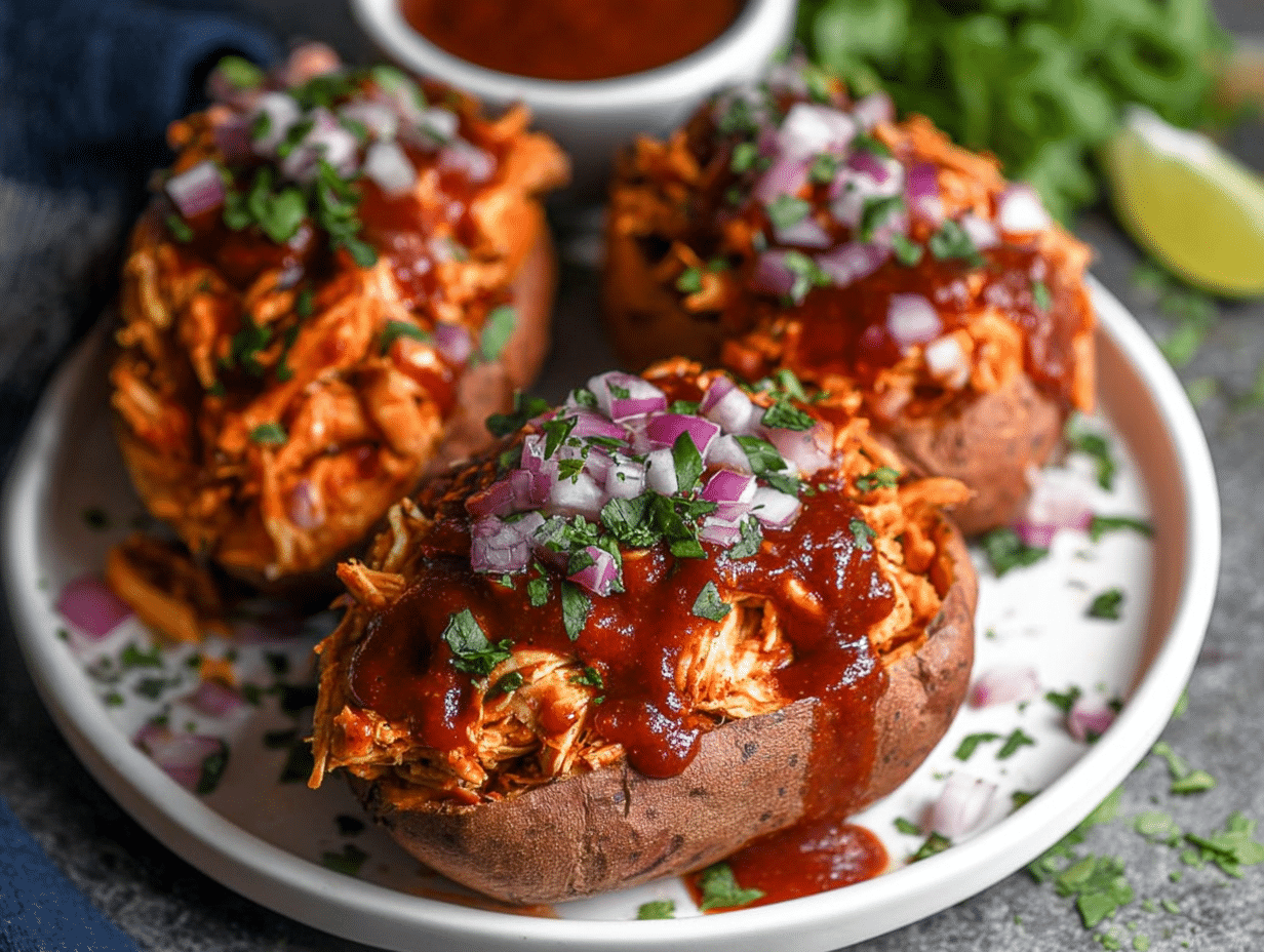 BBQ Chicken Stuffed Sweet Potatoes