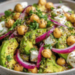 Chickpea Feta Avocado Salad