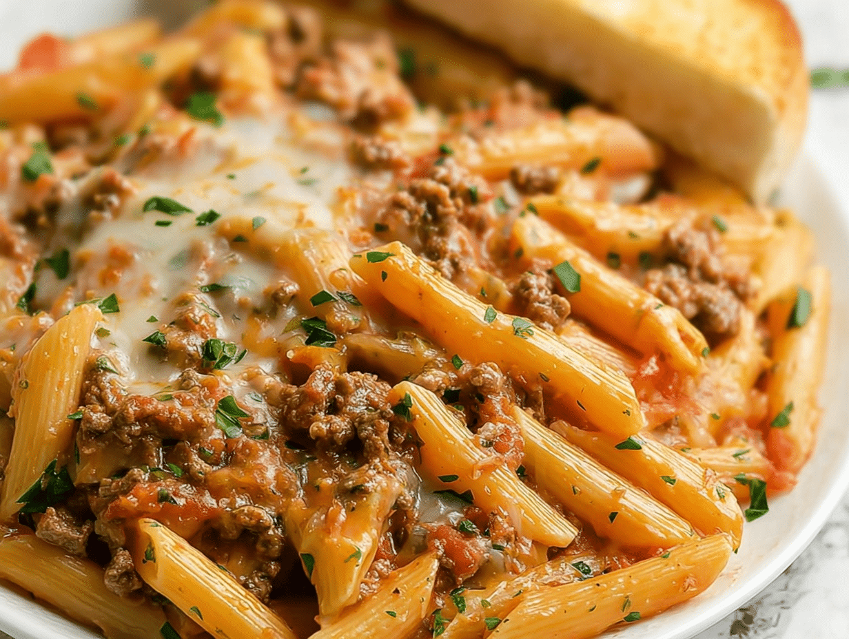 Creamy Rotel Pasta with Ground Beef