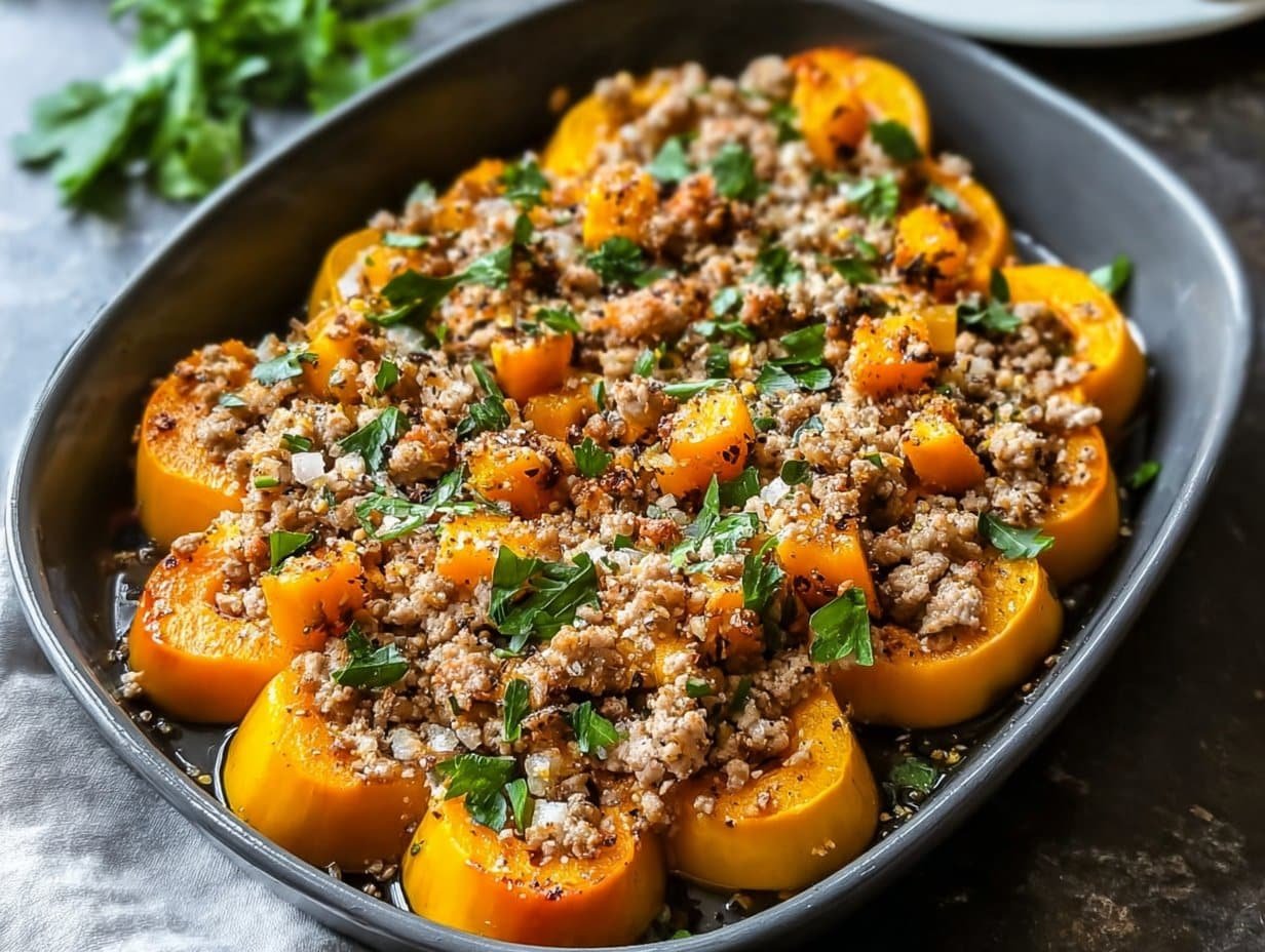Easy Roasted Butternut Squash with Ground Turkey