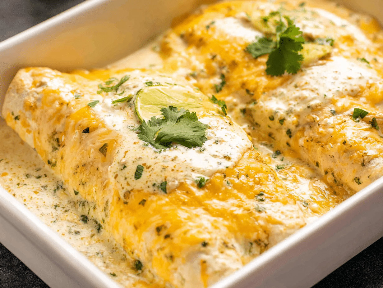 Gluten-Free Chicken Enchiladas with Sour Cream White Sauce