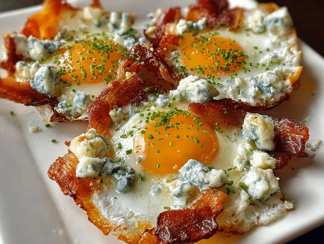 Gluten-Free Cloud Eggs with Blue Cheese and Bacon