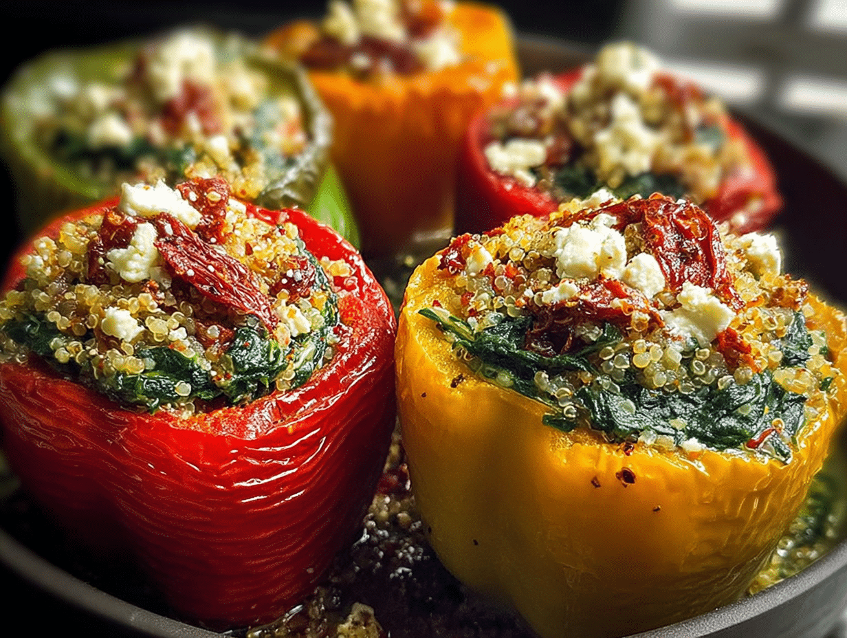 Gluten-Free Mediterranean Spinach Feta Stuffed Peppers