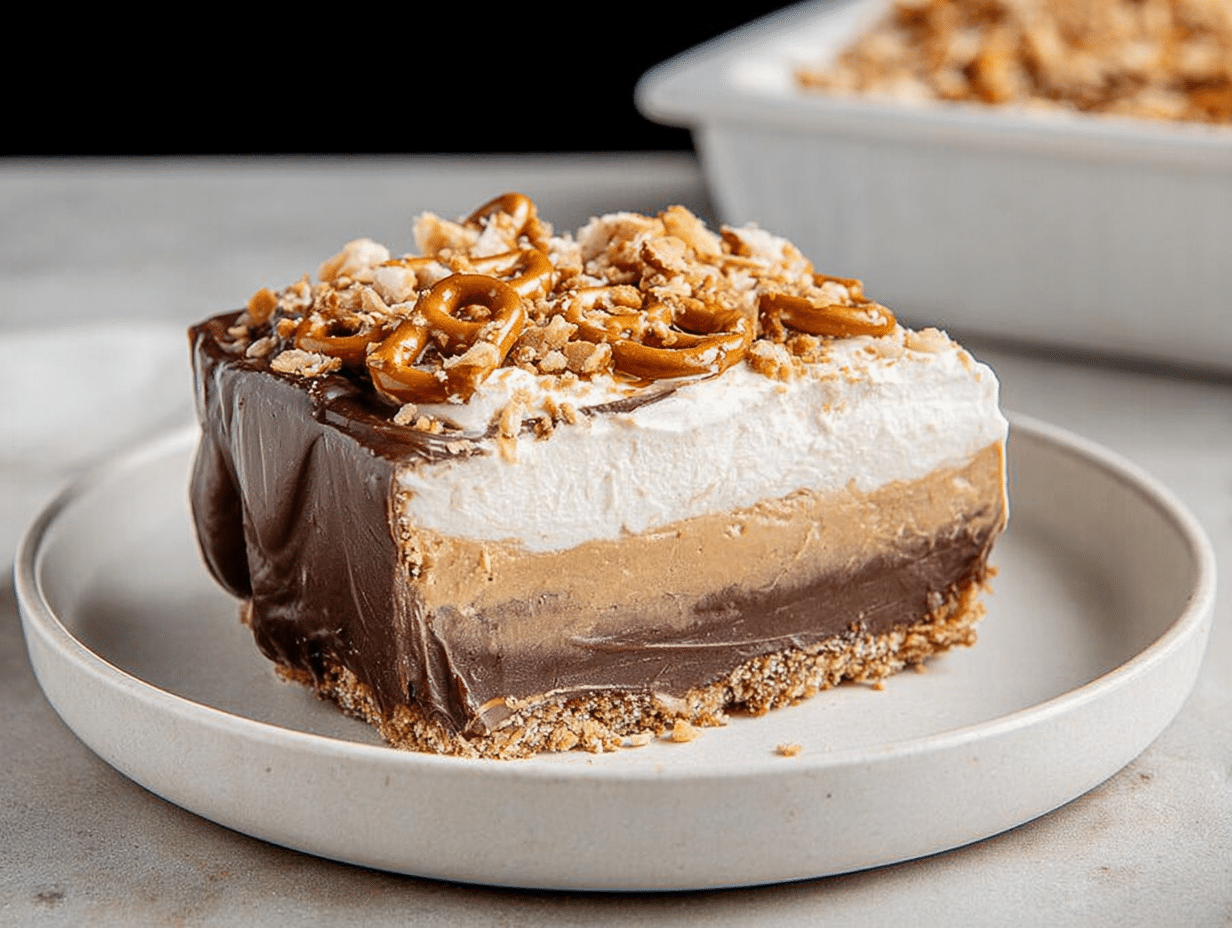 Gluten-Free No-Bake Peanut Butter Chocolate Pretzel Pie