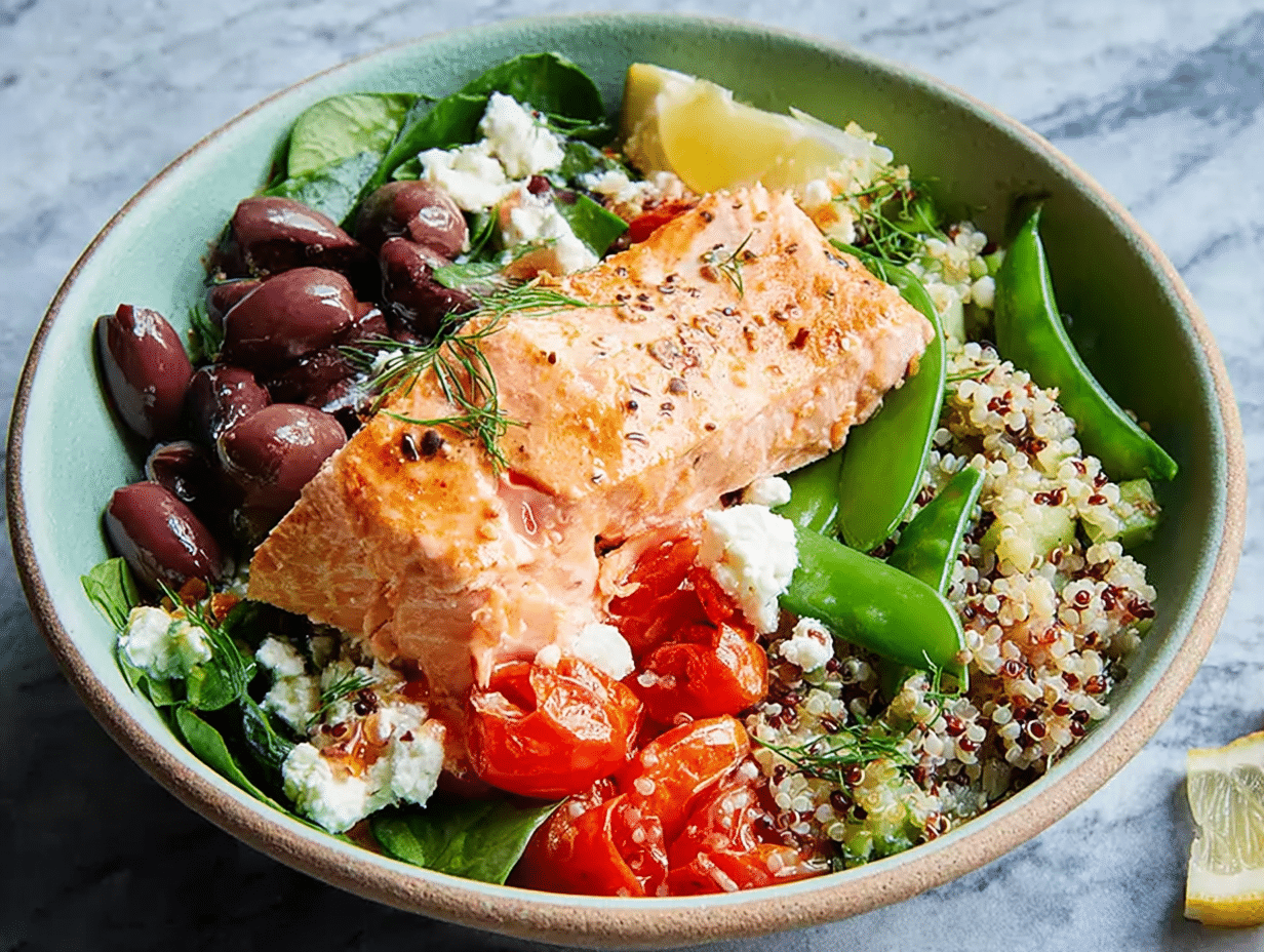 Gluten-Free Tasty Mediterranean Salmon and Quinoa Bowl