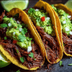 Gluten-Free Viral Crispy Shredded Beef Tacos with Guacamole