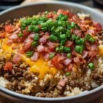 Gluten-free Bacon Cheeseburger Rice Skillet