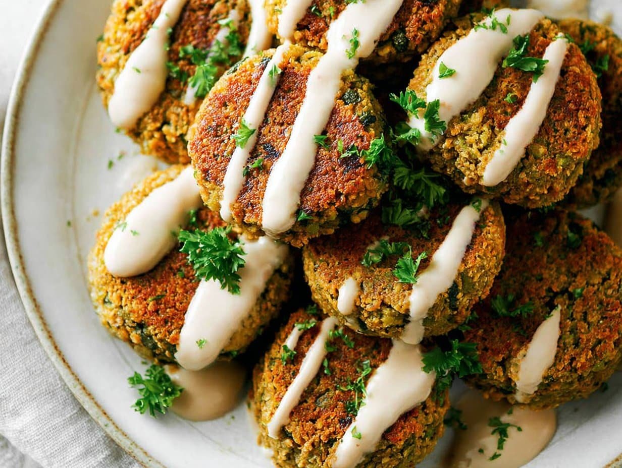 Gluten-free Baked Falafel with Tahini Sauce