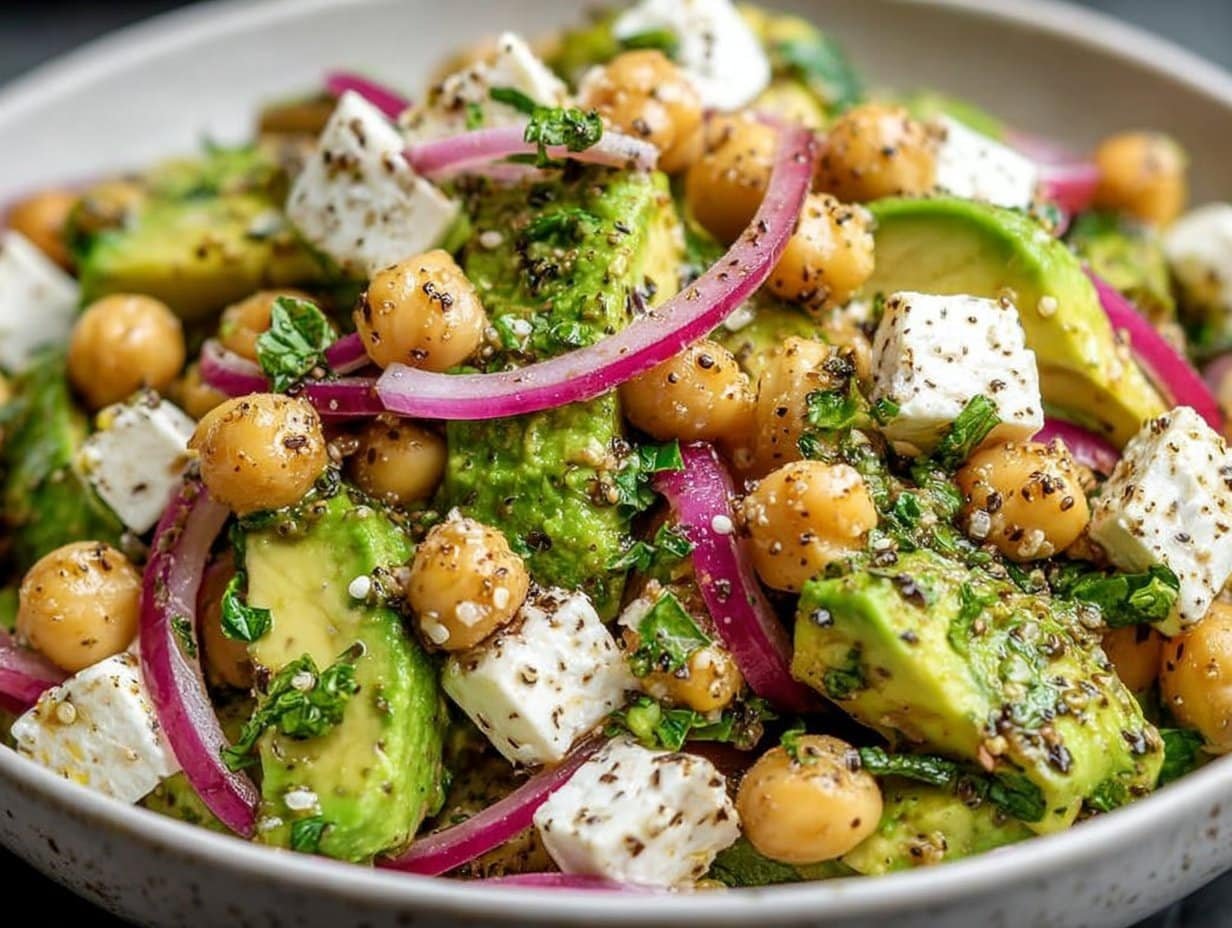 Gluten-free Chickpea Feta Avocado Salad