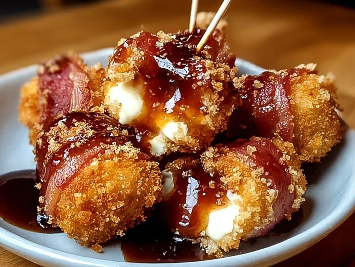 Gluten-free Crispy Mozzarella Poppers with Sweet Maple Glaze Delight