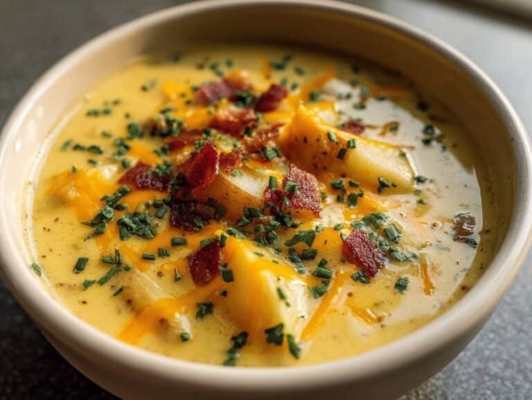 Gluten-free Hearty Cheddar Garlic Herb Potato Soup Recipe