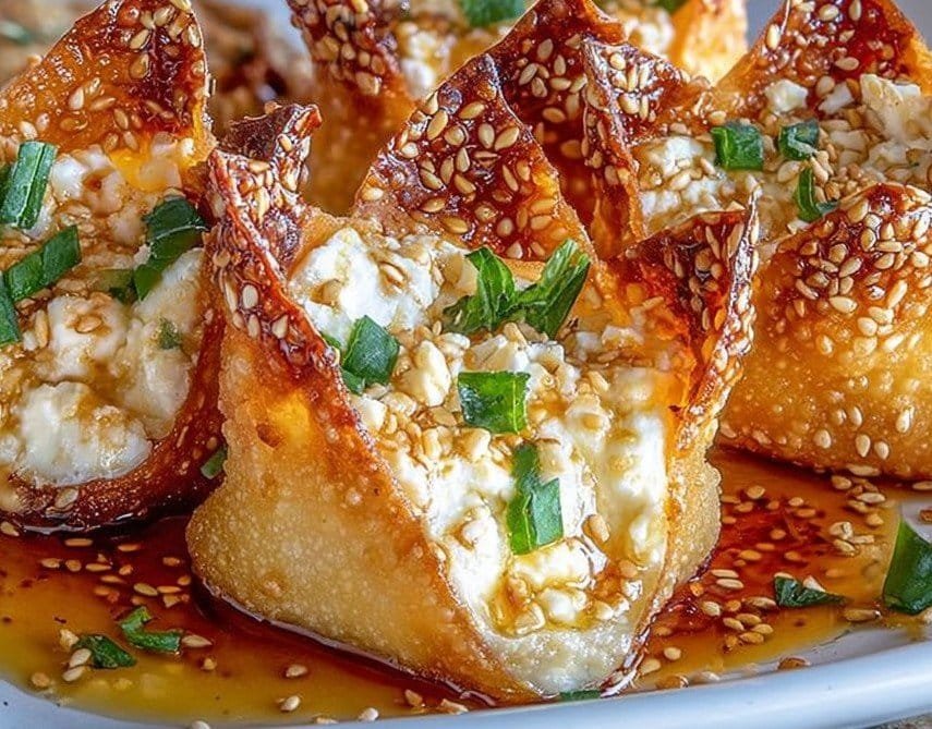 Gluten-free Hot Honey Feta Wonton Rolls
