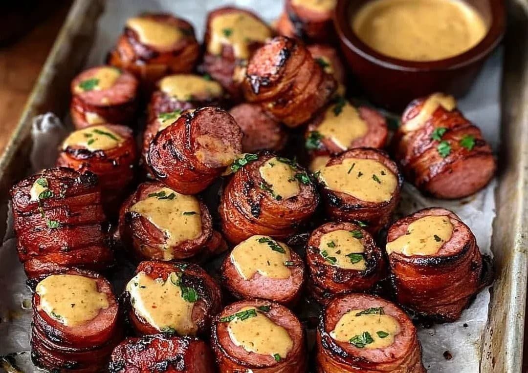 Gluten-free Mustard Hasselback Kielbasa Bites