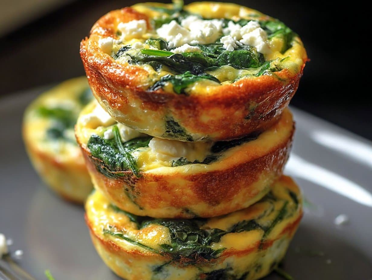 Gluten-free Quick & Healthy Egg Muffins with Spinach and Feta