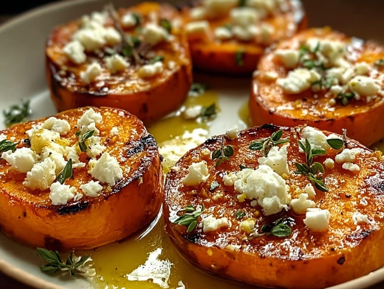 Gluten-free Roasted Sweet Potato Rounds with Honey Feta and Thyme