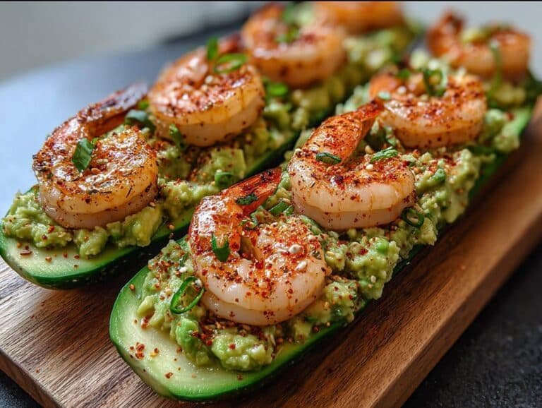 Gluten-free Shrimp Avocado Cucumber Boats