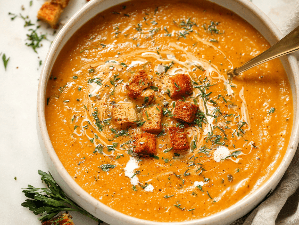 One Pot Creamy Carrot Lentil Soup