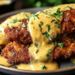 Pretzel Chicken with Mustard-Cheddar Sauce