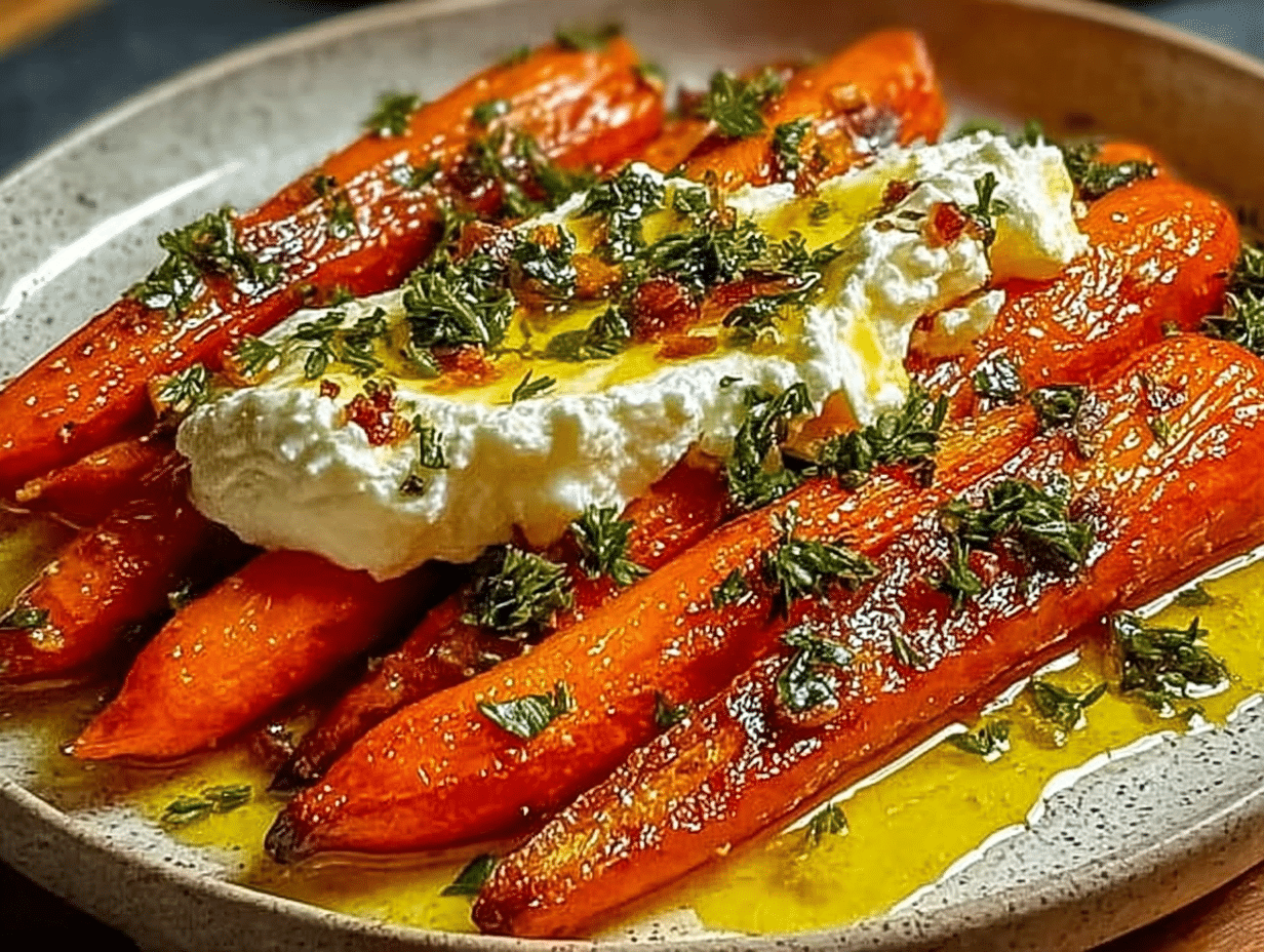 Roasted Carrots with Whipped Ricotta & Hot Honey